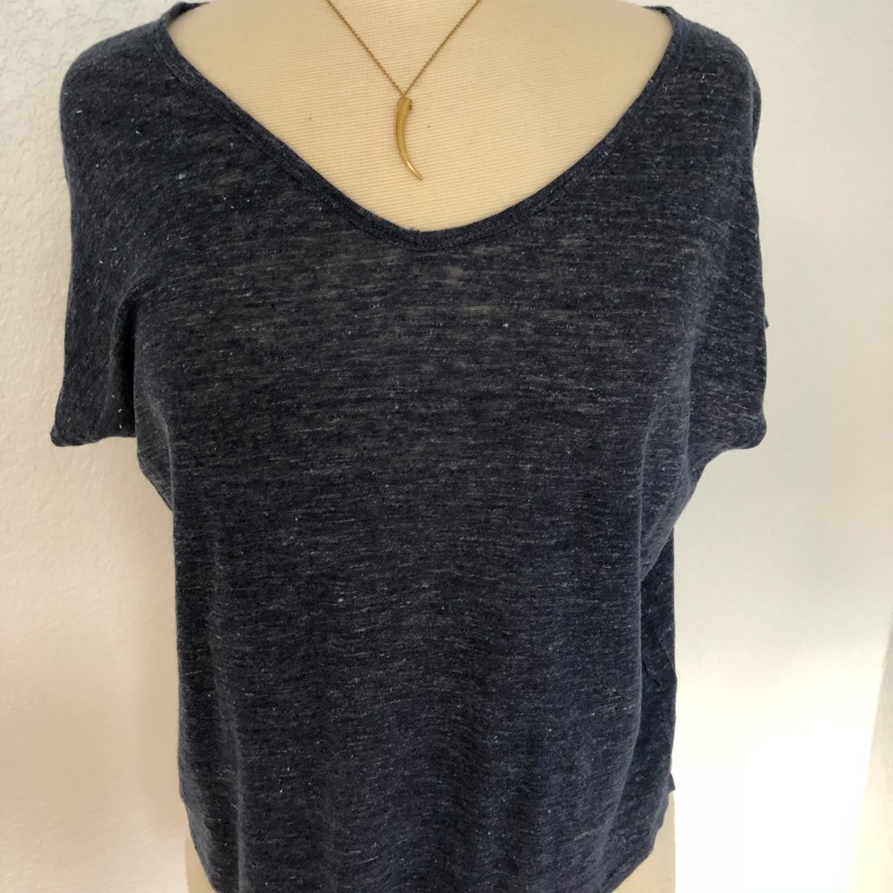 Vince Linen V-Neck T-Shirt Size S